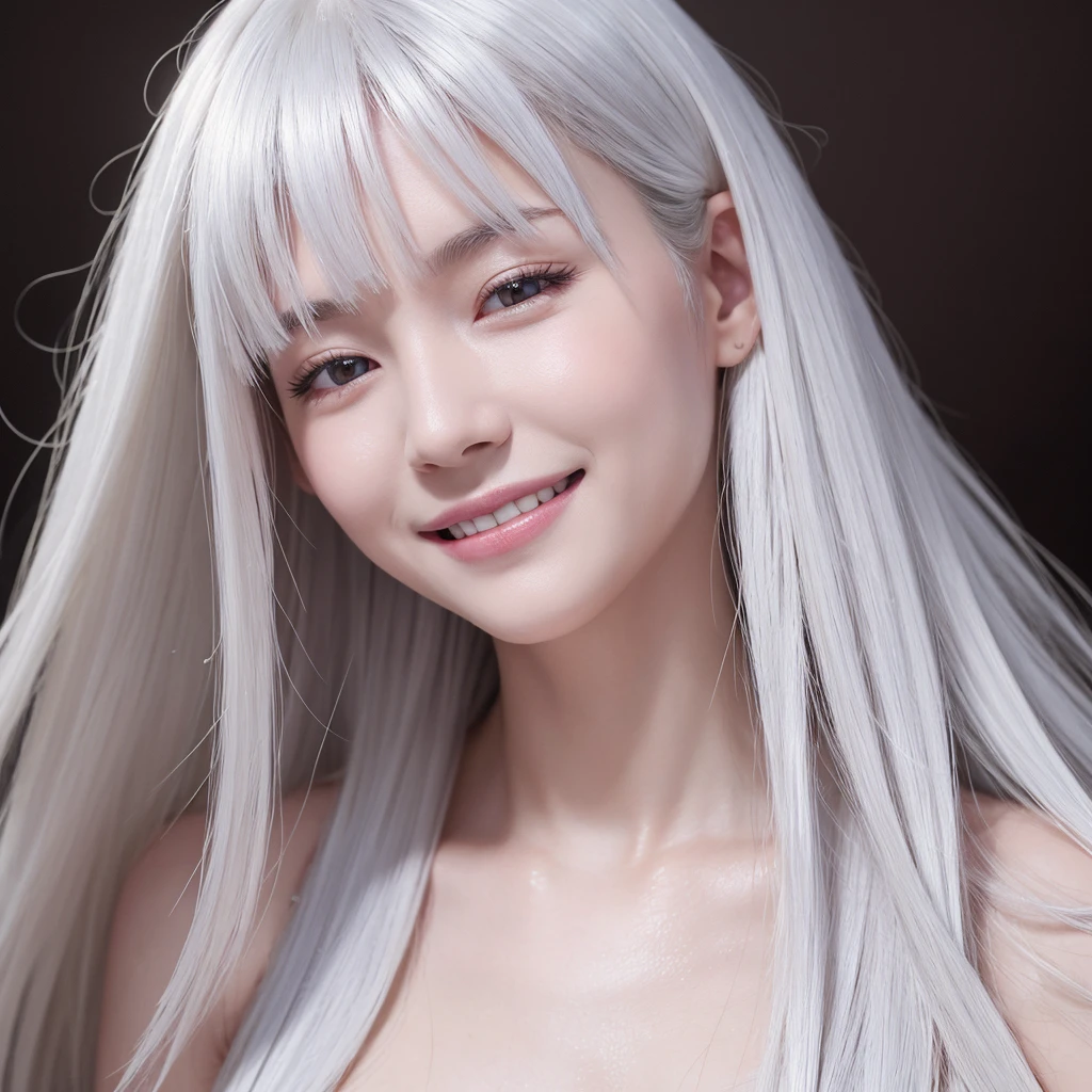 a close up of a woman with long white hair and a ponytail, realistic anime 3 d style, 3 d anime realistic, photorealistic anime girl render, smooth anime cg art, hyper realistic anime, photorealistic anime, realistic young anime girl, render of a cute 3d anime girl, kawaii realistic portrait, realistic anime artstyle, anime style. 8k