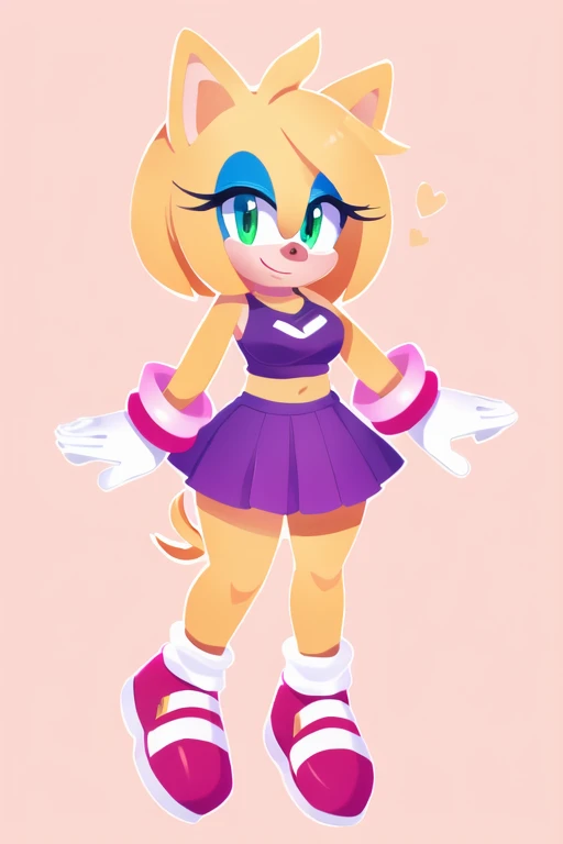 (masterpiece), ((perfect anatomy)), (high Res), (4k), Chicken, huge breast, wide hips, (robot), (animatronic), (((pink shirt))), (((pink shorts))), happy, ponytail, ((((sonic the hedgehog artstyle)))), (((solo))), narrow waist