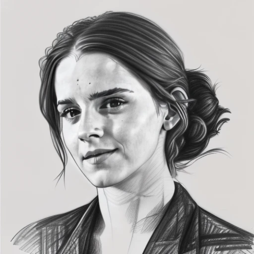 pencil sketch, a woman , Emma Watson 