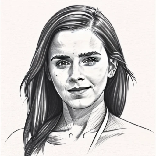 pencil sketch, a woman an bikini , Emma Watson 