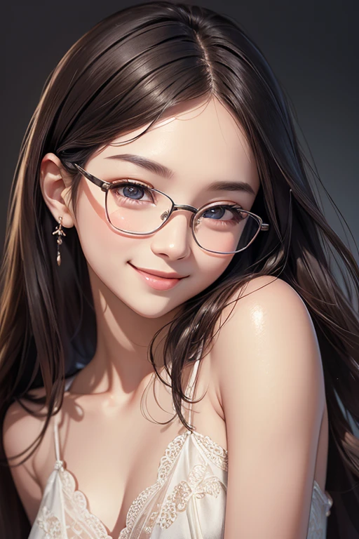 Best Quality、masterpiece、High sensitivity、High resolution、Detailed Description、Delicate facial depiction、Slender women、Glasses、Smiling face、Pencil drawing、