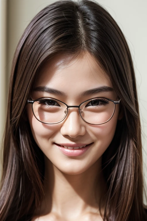 Best Quality、masterpiece、High sensitivity、High resolution、Detailed Description、Delicate facial depiction、Pencil drawing、Slender women、Glasses、Smiling face、