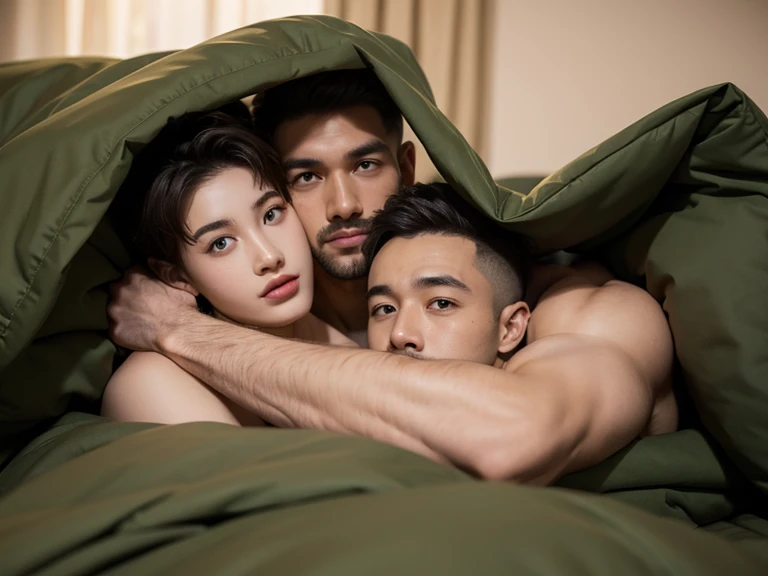 Two boys in underwhere in bed