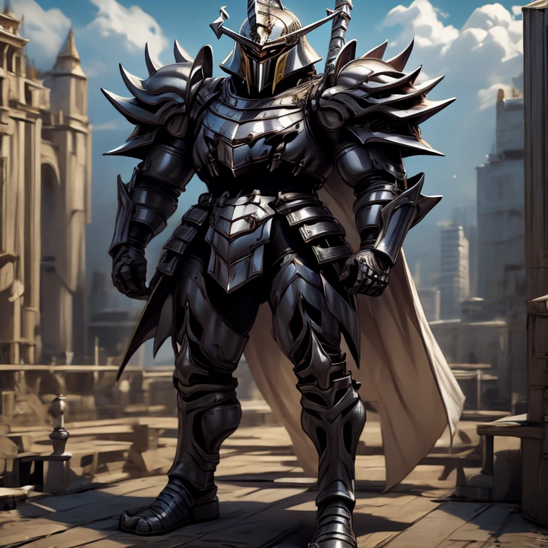 (masterpiece, best quality, 8K, SOLO, FULL BODY.), 1boy,
intricate details.
covered in full silver armor.
Hyunckel with sleek silver armor.
shining silver armor.
white cape.
full plate armor.
heavy metal armor.
no face.
standing over a tiny continent on earth. Realistic Macro Furries.