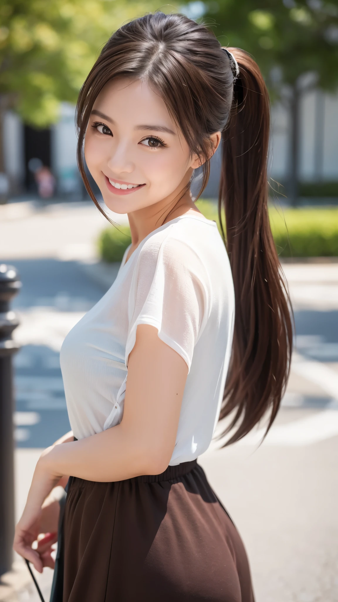 Tabletop, Highest quality, shape, Very detailed, finely, High resolution, 8k wallpaper, 完璧なダイナミックな構shape, Beautiful and detailed, Straight hair, Small breasts, Natural color lip, Random sexy poses,smile,20-year-old girl、Midnight、美しくDetailed face、Perfect and beautiful face,Big eyes、RAW Photos、A feminine pose expressed with the whole body、Beautiful and detailed、Small face、Beautiful Duplex、Slim face and figure,Beautiful golden ratio face,Twin ponytail,Bright expression,A photo shoot focusing on beautiful legs、 (Get closer to the face, Make your face bigger, Face Focus:1.0), break, (masterpiece, Highest quality, Very detailed, Detailed face, 8k)、Actual Photos、Perfect and beautiful face、Blur the background、smile