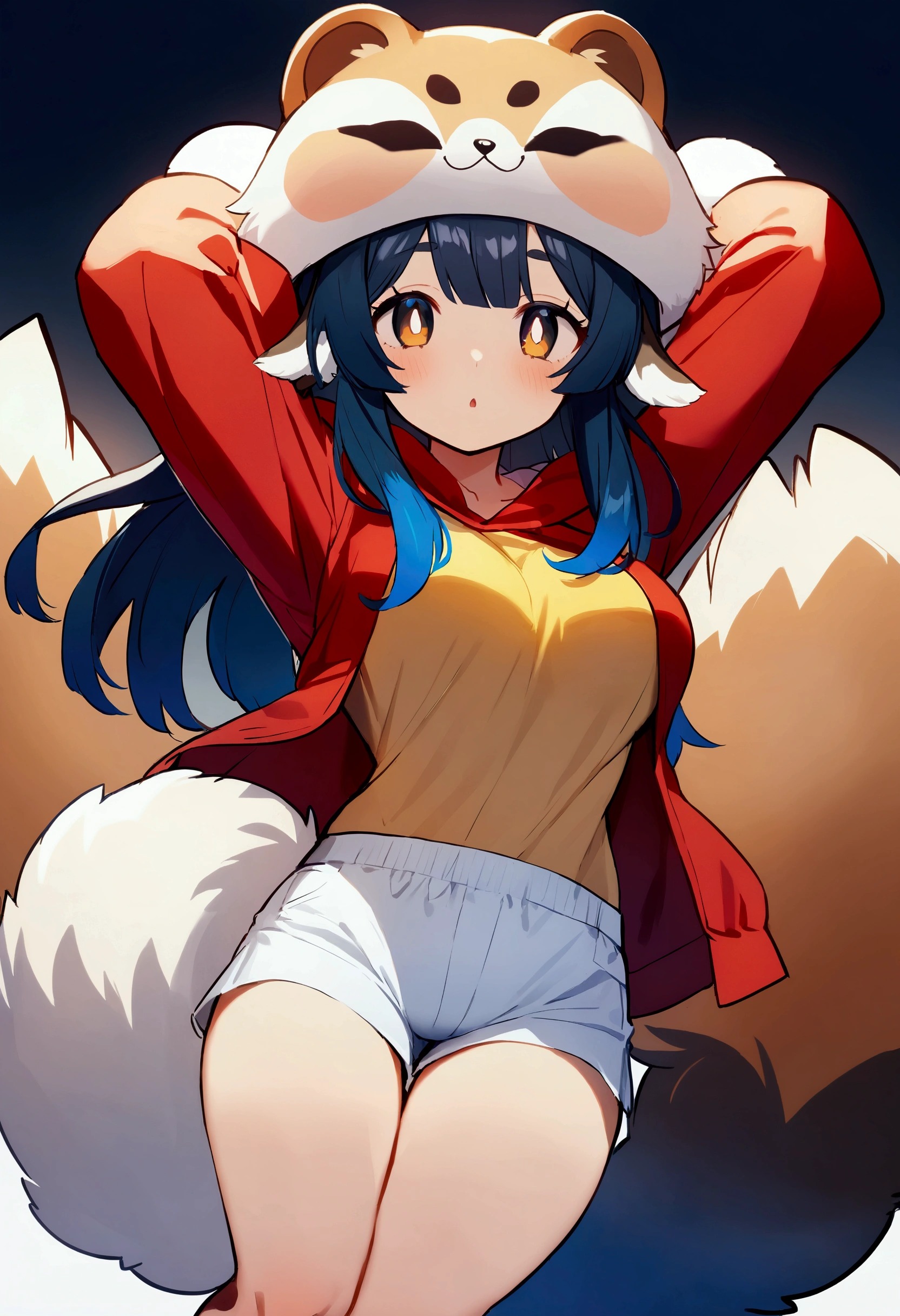 score_9, score_8_up, score_7_up, BREAK source_anime, rating_explicit, best quality, masterpiece, uncensored,1girl,izuna \(blue archive\),yellow eyes, black hair, animal ears, halo,fox tail,bikini,swimsuit,blue shorts,visor cap,scarf,brown sandals,sweat,blush,pov,cowgirl position,cum,female orgasm,((heart effects)),gigantic penis,stomach bulge,ahegao,tears,saliva,rape,gangbang,group sex,,handjob,null_(nyanpyoun)
