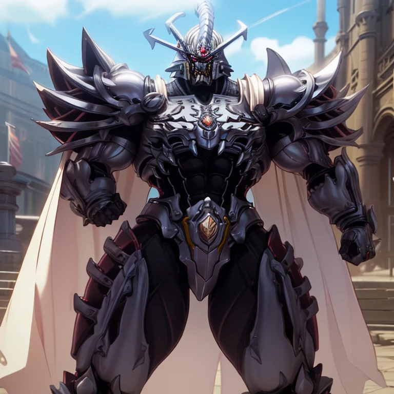 (masterpiece, best quality, 8K, SOLO, FULL BODY, 1boy,), 
(covered in full silver armor. Hyunckel with sleek silver armor. shining silver armor. white cape. full plate armor. heavy metal armor. no face.)
(dominating, macro, giant, size difference:1.5, landscape dwarfing, macro:1.3)

(Medieval city background, A giant Hyunckel is destroying the city with an angry expression. An arrogant expression. smile at the corner of your mouth.)

(thick muscles, bulky muscles, thick arms, thick thighs, huge thighs, thighs, huge legs, thick legs, smug expression. Detailed Body. Detailed abs. gigantic muscles. HYPER MUSCLES. Gigachad Muscular. big muscle. pecs. triceps. traps. unusually developed muscular body).