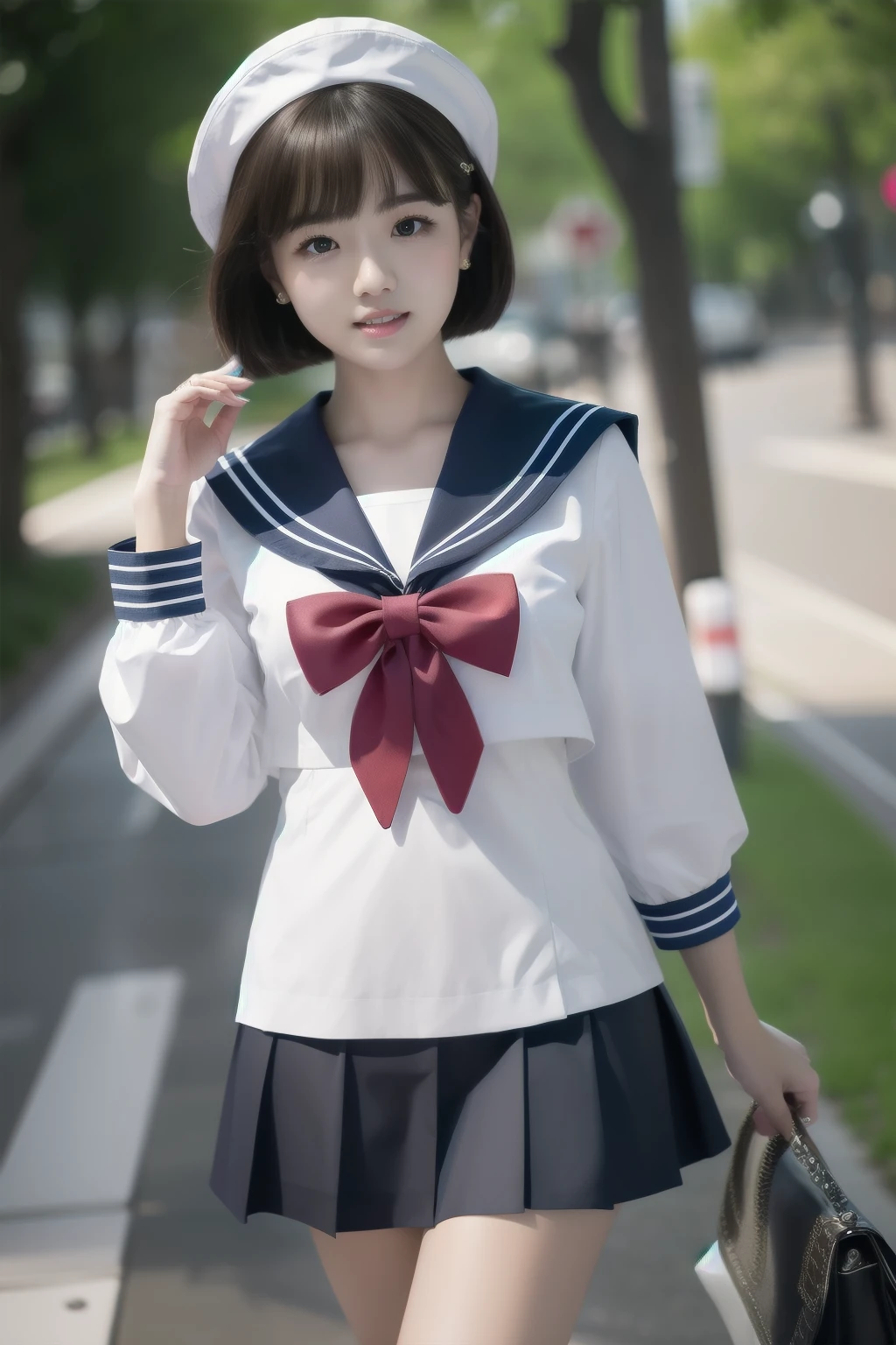 Ultra HD、Masterpiece、Short Bob、Rin々Beautiful face、Super whitening、cute、Sailor suit、mini skirt、