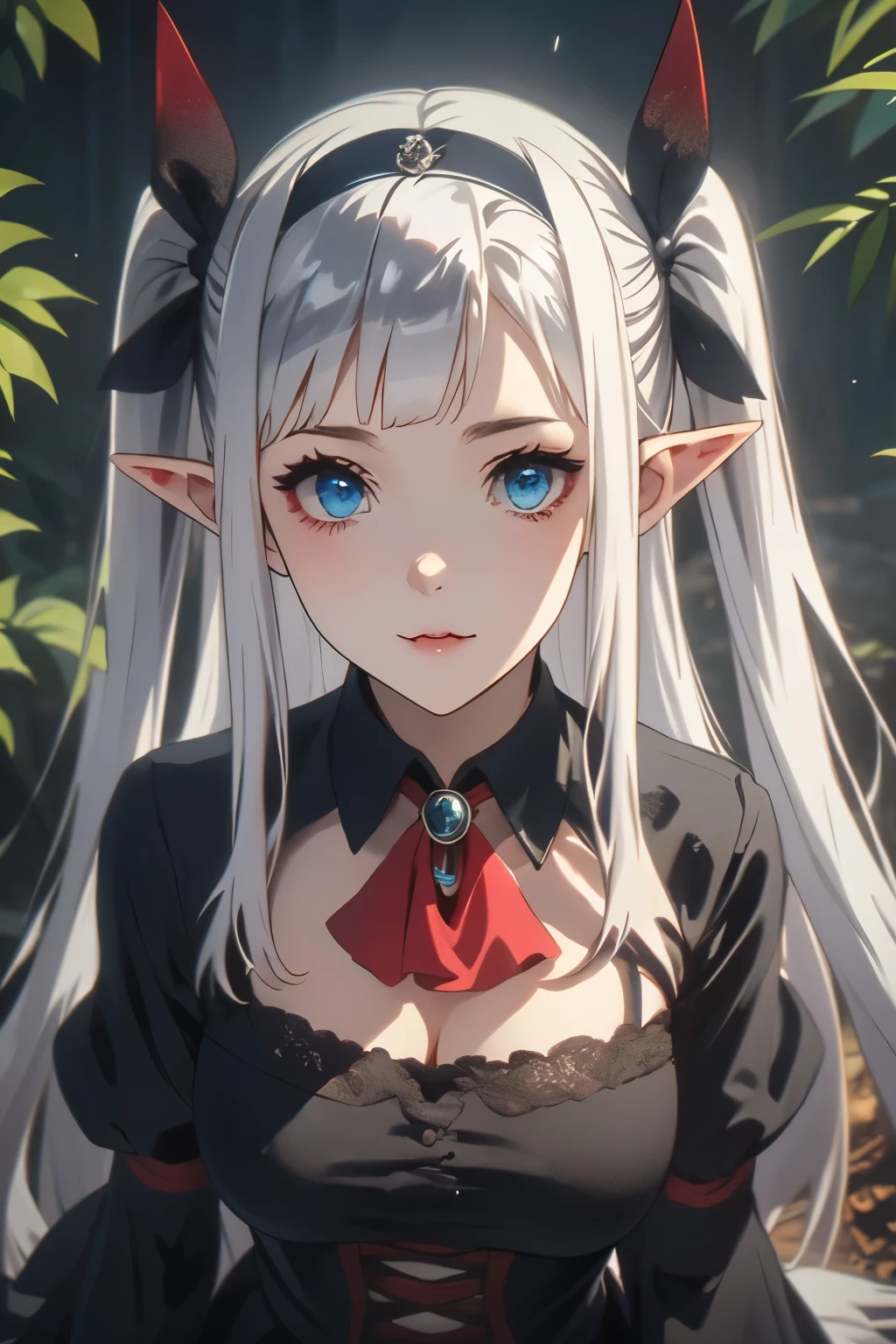 （（（ＳＦＷ、sound、Highest quality、first-clasasterpiece、Normal body、8k、Detailed face、Ultra-precision、Normal hand、Normal finger、５finger、Highest）））、A Laid-Back Farm in Another World、Lucy Lu、Vampire Princess、Vampire Princess、Great Sage Lulushi、Silver Hair、Long Hair、Twin tails、Gothic Dress、Full body view