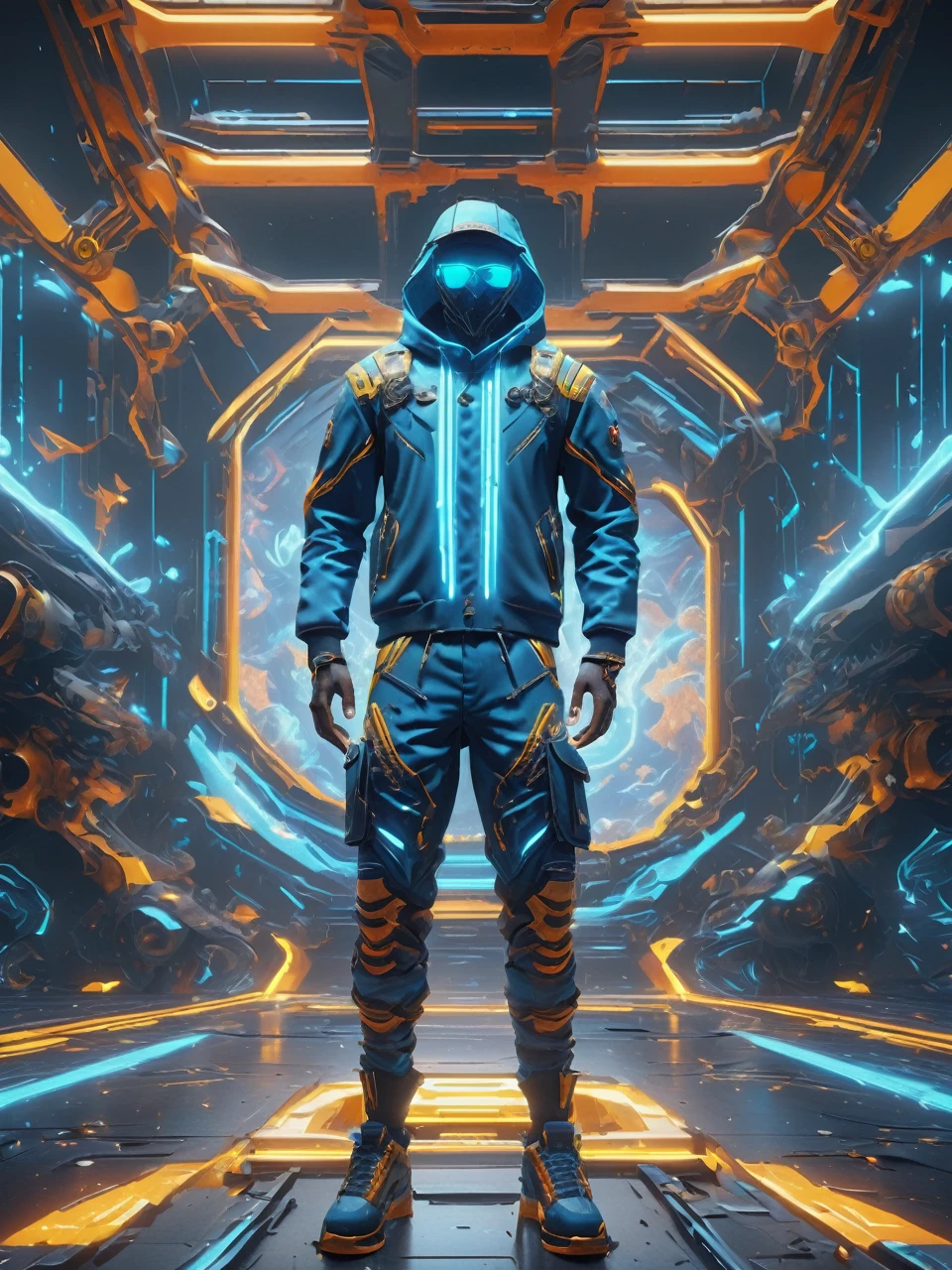 ((best quality)), ((masterpiece)), ((realistic,digital art)), (hyper detailed),DonMPl4sm4T3chXL lower body clothing, Carbon-fiber Reinforcement, ,  Cropped Length, Drop Waist,  Two-Piece Set, Tie Closure,  , octane rendering, raytracing, volumetric lighting, Backlit,Rim Lighting, 8K, HDR,  