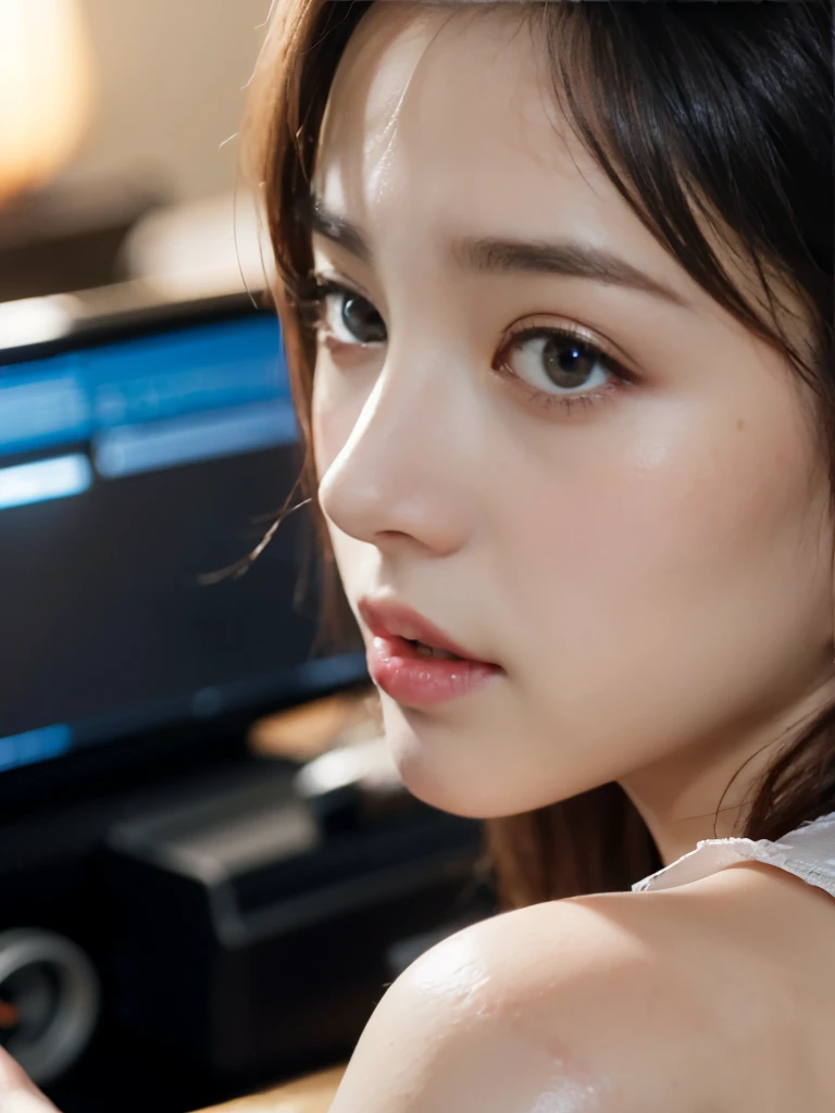 1girl, At work, in front of the computer