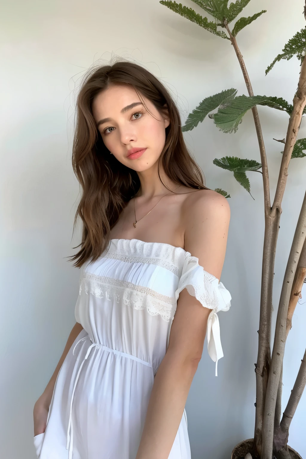 futuraalex20600v52, (closeup) Portrait of pretty young (18-year-old) pale milky white skin Caucasian woman ((Tiptoe stance.:1.07)), outdoor, BREAK (brunette Chic and edgy undercut: A daring and trendy style featuring a shaved or closely cropped section, adding an edgy and modern touch.), no makeup, long dainty necklace, (((classy and elegant:1.05) White silk slip dress with a dainty lace trim and a subtle slit.)) , <lora:epi_noiseoffset2:1> BREAK (magazine cover:1.05), BREAK (masterpiece, extremely detailed skin, photorealistic, heavy shadow, dramatic and cinematic lighting, key light, fill light), sharp focus, BREAK location is (outdoor Grand Canyon, USA), <lora:InstantPhotoX3:0.4>,, <lora:ClothingAdjuster3:-0.7>
