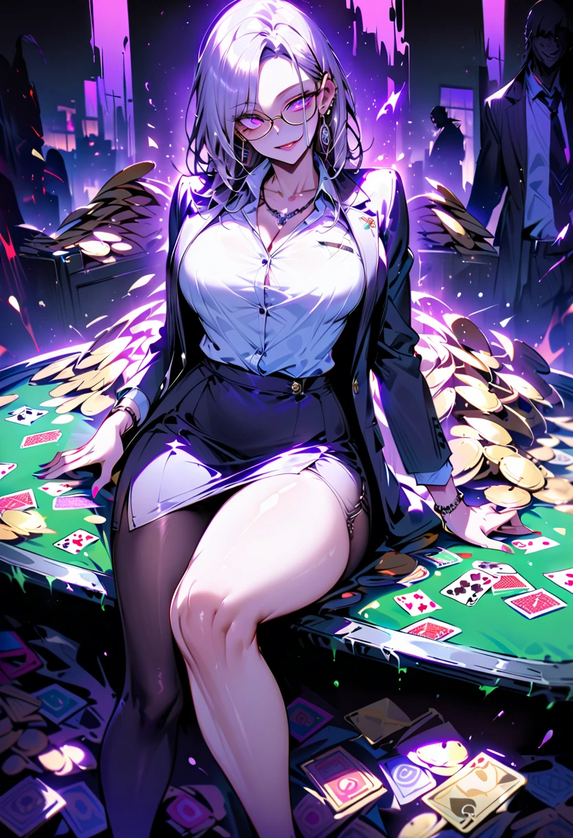 ((worst quality, low-quality)), Rabbit eared girl, Solo, (Playboy Bunny), ((Big breasts)), ((Long silver hair)), Hair over one eye, plump shiny lips, Beautiful clear eyes, Spoken Heart, ((Playboy Bunny)), fishnet tights, embarrassed, Leaning forward, Open your hands,Scatter the wad (light Particle, light glow, llight rays:1.4), (( Casino background, falling wad of bills:1.3)), high-angle shot, Casino, masutepiece,Best Quality,ultra-detailliert,