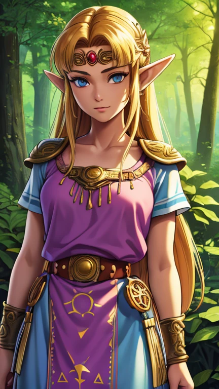 (1girl, solo, zelda-albw), (extremely detailed CG unit 8k wallpaper),(master part), (best quality), (ultra detail), (best illustration),(Deedlit), cowboy shot, (Sharp eyeliner, ombre, detailed eyes:1), forest, outdoors background, ,break, upper body, 