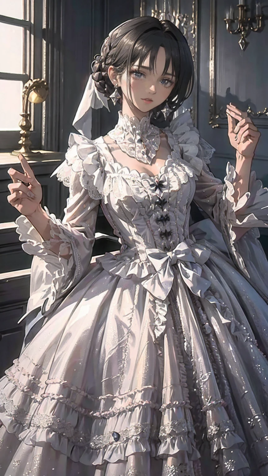 (masterpiece), (best quality), 8k resolution, 1girl, beautiful girl, stunning beauty, mature female, 30yo, perfect body, sexy, maiden, maid costume