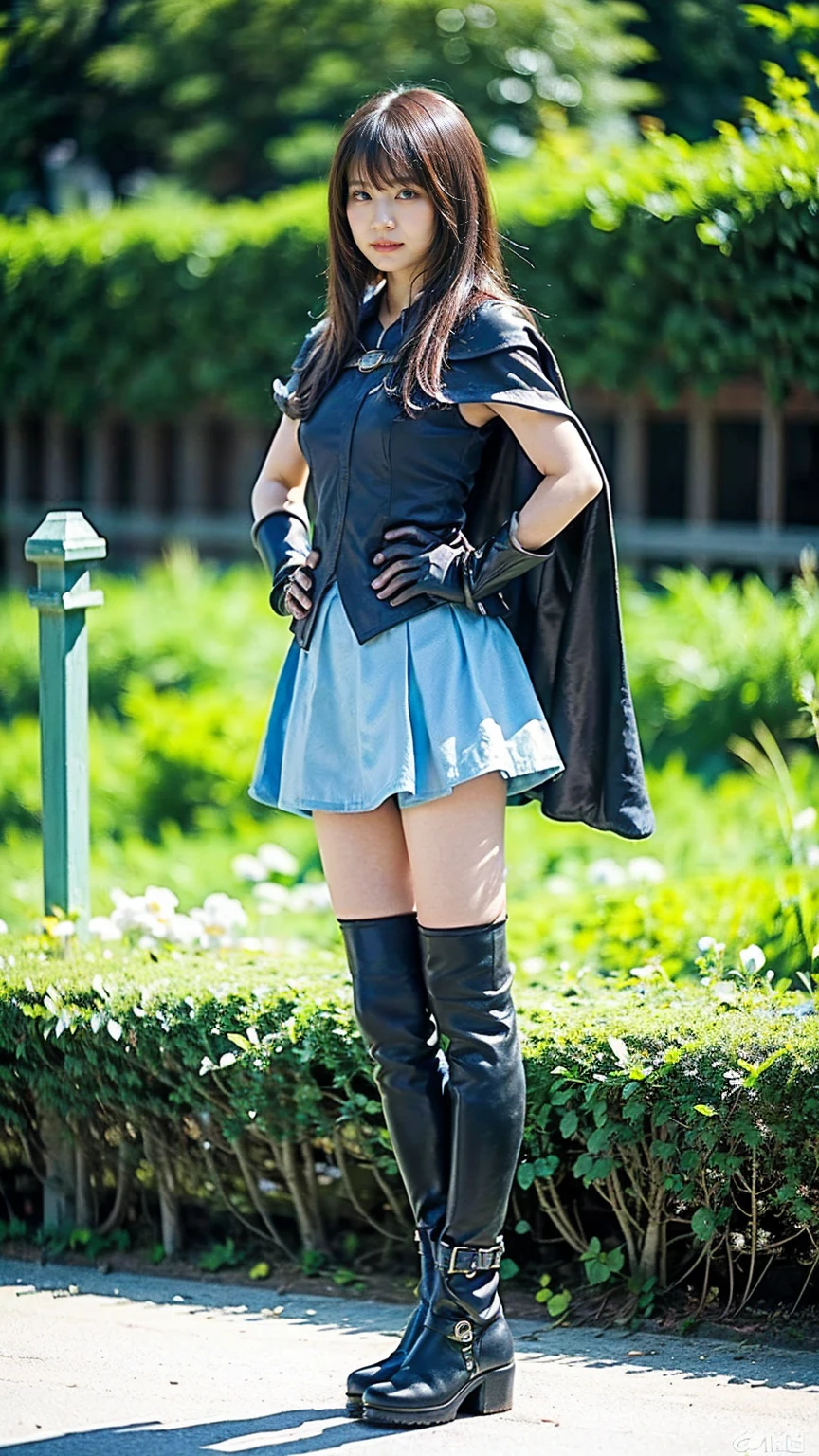 1 girl、High resolution、masterpiece、(Arena - DQ4、DQ4-Arena、Orange straight hair)、low length、Immature body、Small breasts、Beautiful cherry-colored areola、Erect nipples、Thin waist、Small butt、Shaved、thin feet、Small shoulders、thin、Muscular(Have、dress、Cape、belt、gloves、black tights、Leather boots)、Night Grassland、Attack with kicks、Attacking with the feet、High Kick、Crouching and kicking、No underwear、No bra、No underwear、Lifting her skirt to reveal her private parts、Open the front of your clothes wide to expose your breasts、 fully exposed