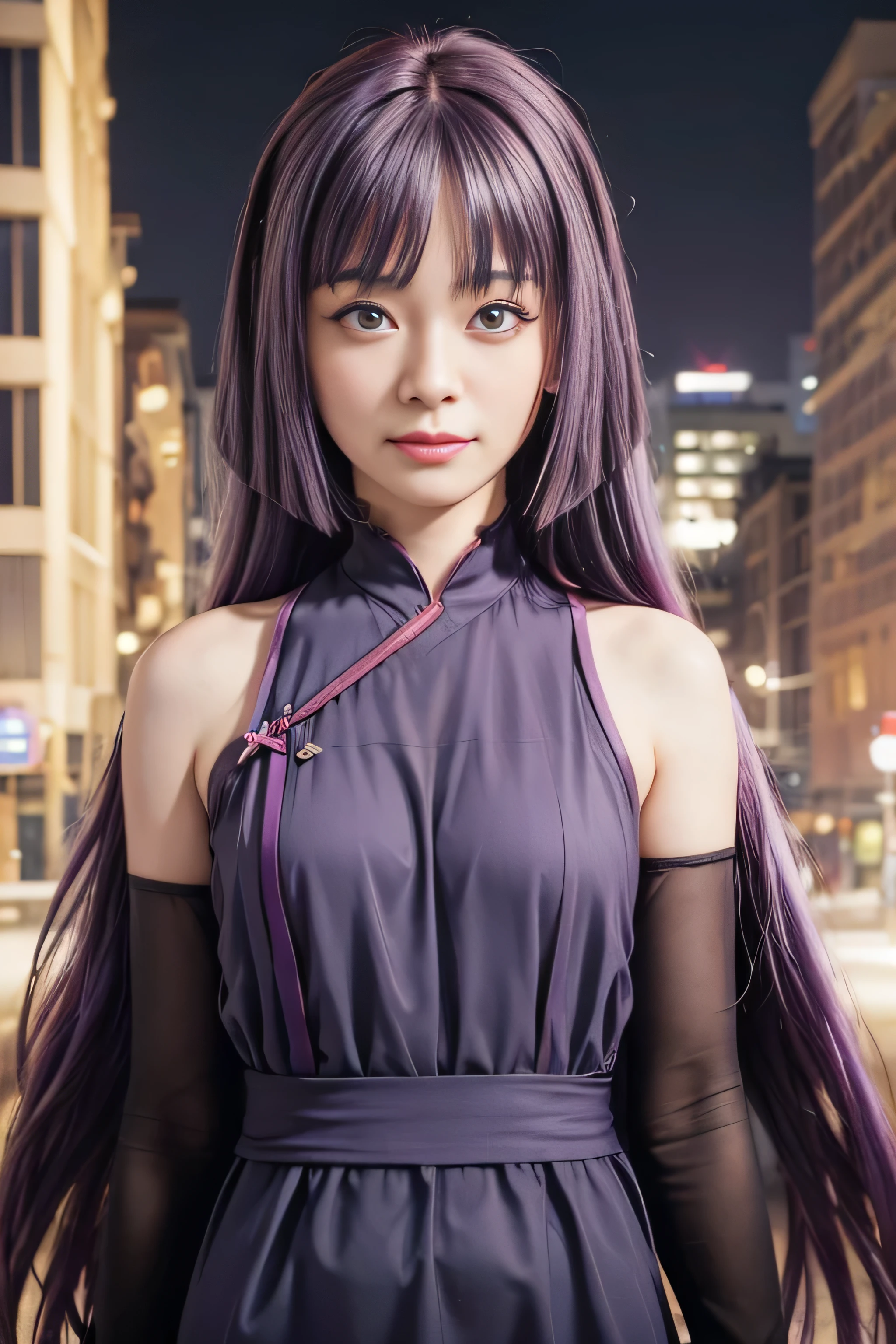 (8k, RAW photo, best quality, masterpiece:1.2), (realistic, photo-realistic:1.37),st. louis \(luxurious wheels\) \(azur lane\),1girl,(Kpop idol), (aegyo sal:1),hair ornament, portrait, (dress:1.1), purple ,cute, night, wet, professional lighting, photon mapping, radiosity, physically-based rendering,