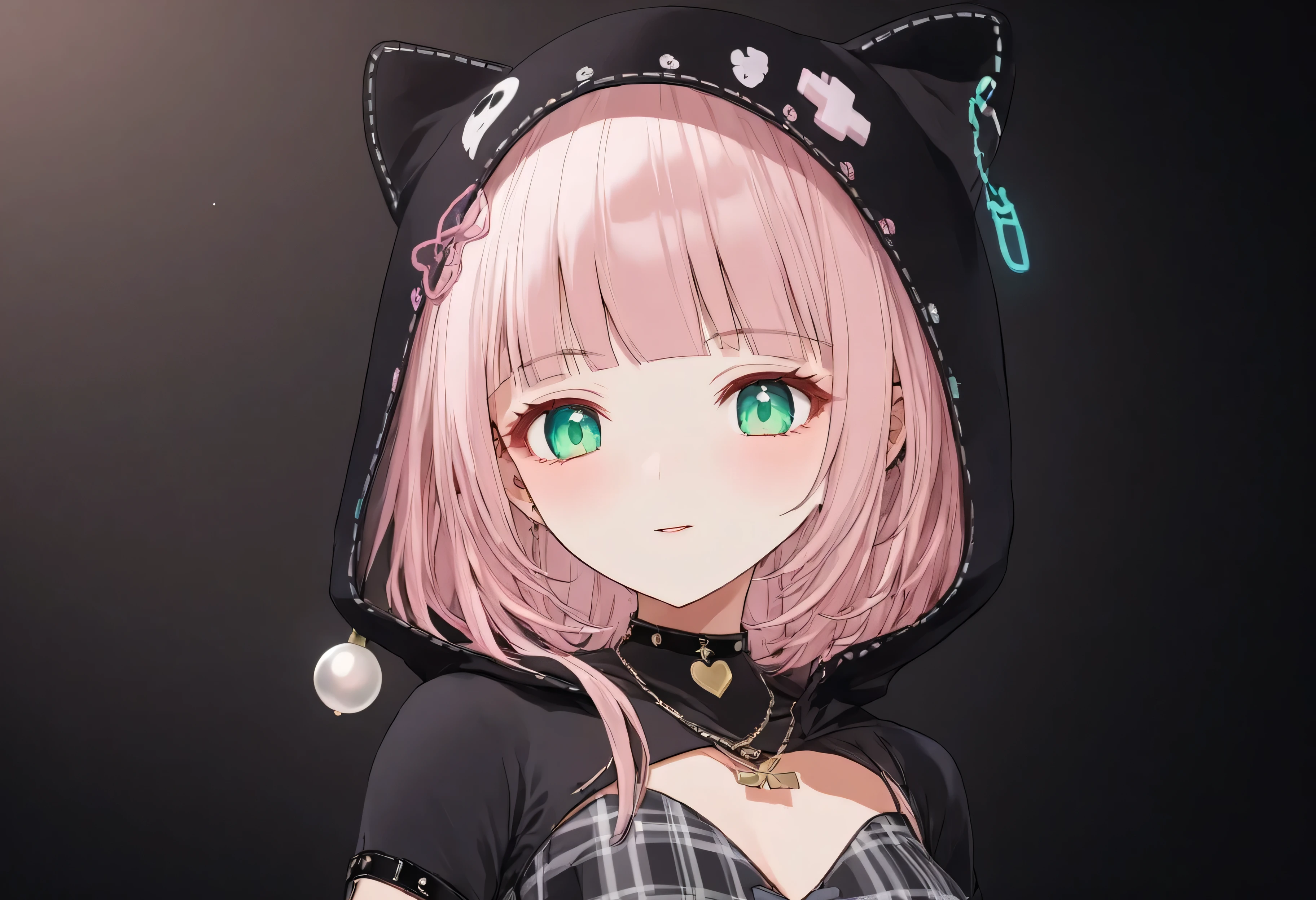 luzao\(EOE\),one girl,(solo),1 girl,{{{{masterpiece}}}}, {{{Super detailed}}}, {{{high resolution}}},(((best quality))),((pearl pink hair,emerald eyes)),{{Extremely detailed and refined}}, {4k CG wallpaper}, {{illustration}},(|Detailed hair|blunt bangs|shiny hair),(full body shot),big butt,big ass,((hajama,plaid skirt)),black cat ear hood,(negative_v2 Color_Balance_Calibration:0.8), DeepNegative_xl_v1, unaestheticXL_bp5