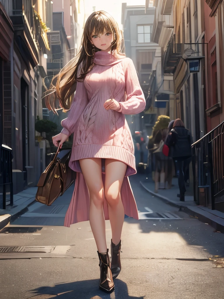 ultra-detailed, CG, perfect atwork, perfect female figure, 1 girl, Aerith Gainsborough, choker, cropped jacket, hair bow, bracelet, pink dress, looking down nervously, shy, embarrassed aroused and shocked, outdoors, standing legs crossed, peeing herself, peeing down her legs, a small puddle of her own urine is forming around her feet on the dry ground, very desperate to pee, peeing, wetting herself, urination, naughty, streaming tears, wide-eyed, makeup, scared, despair, panicking, high detail, anime, Realism, anime style, Hyperrealism, multiple views, masterpiece, highres, UHD, anatomically correct, high quality, super detail, high details, best quality, highres, award winning, 8k, textured skin