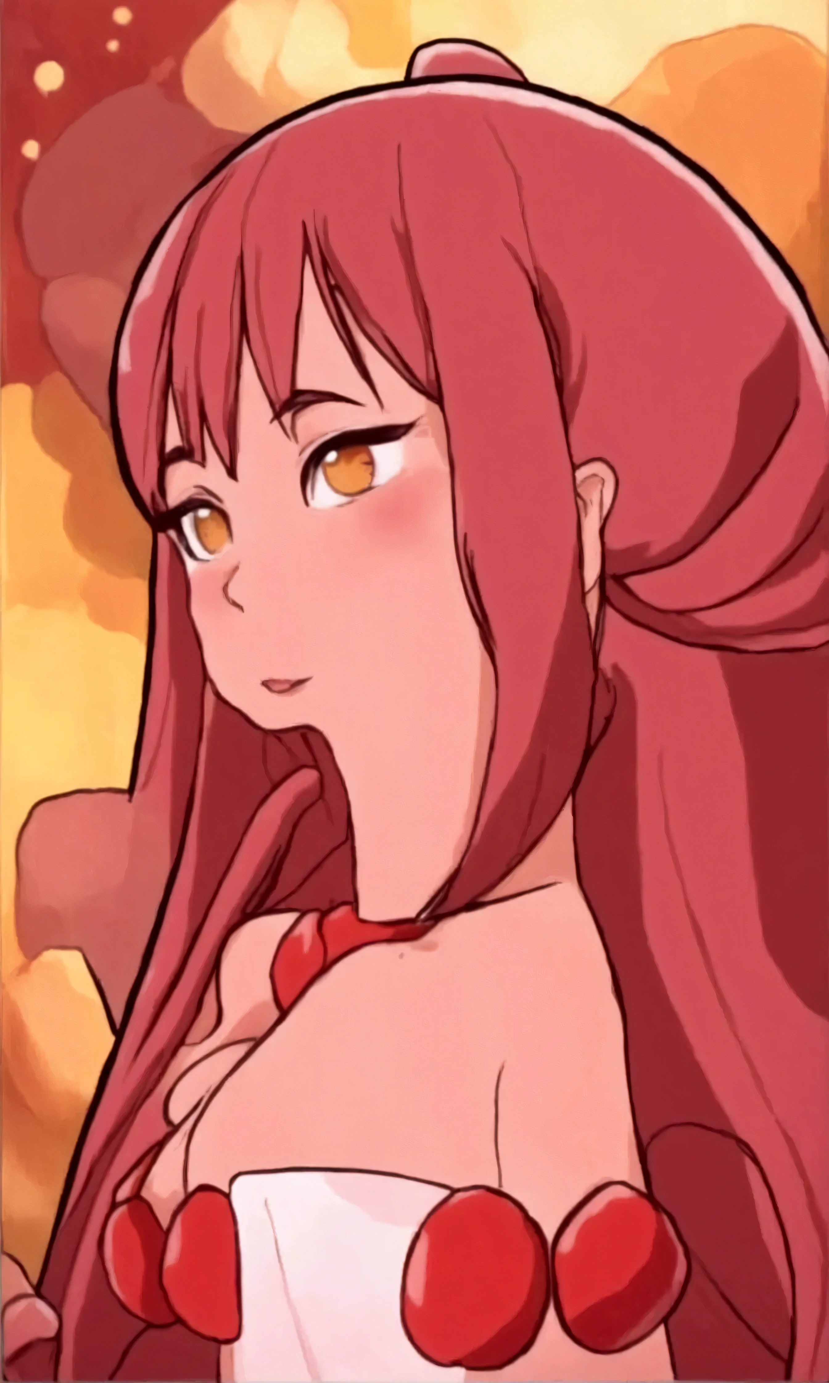 yokoli scarf red_hair ponytail, blushed, frown, sweating, NSFW, wet pussy, naked,