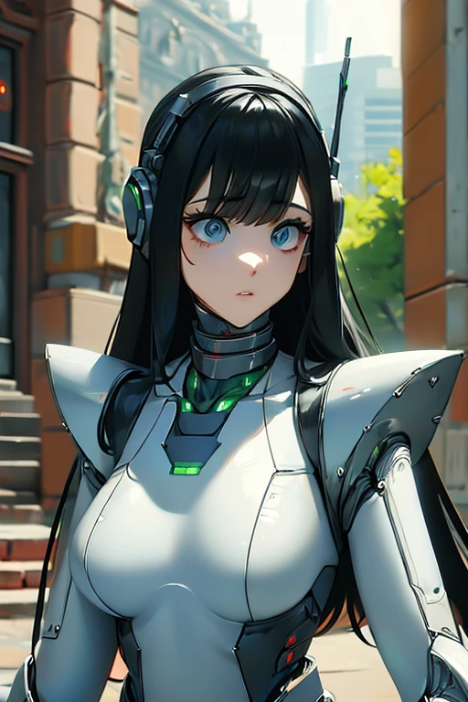 (masterpiece),(Highest quality),(Super detailed),(Best illustrations),(Best Shadow),(Absurd),(Detailed Background),(so beautiful), 16K, 8K, 4K,(Best Shadow),robotization,woman ,big bust,Robot Joint ,Metal skin,Black robot Suit,long hair,a black robot suit that covers the whole body,robot hand,cyber bodysuit,mecha head,(Detailed hands and fingers:1.2),Ball joint robot body,doll joint,beautiful face,beautiful robot girl,robotic eye,robotic hands,(no more human skin),android girl,cyborg girl,F cup, sexy body,(machine made joints:1.2),(machanical limbs:1.1),(blood vessels connected to tubes),(mechanical vertebra attaching to back),(mechanical cervial attaching to neck),no messy picture style