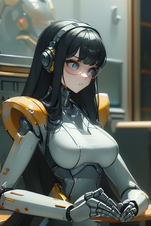 (masterpiece),(Highest quality),(Super detailed),(Best illustrations),(Best Shadow),(Absurd),(Detailed Background),(so beautiful), 16K, 8K, 4K,(Best Shadow),robotization,woman ,big bust,Robot Joint ,Metal skin,Black robot Suit,long hair,a black robot suit that covers the whole body,robot hand,cyber bodysuit,mecha head,(Detailed hands and fingers:1.2),Ball joint robot body,doll joint,beautiful face,beautiful robot girl,robotic eye,robotic hands,(no more human skin),android girl,cyborg girl,F cup, sexy body,(machine made joints:1.2),(machanical limbs:1.1),(blood vessels connected to tubes),(mechanical vertebra attaching to back),(mechanical cervial attaching to neck),no messy picture style