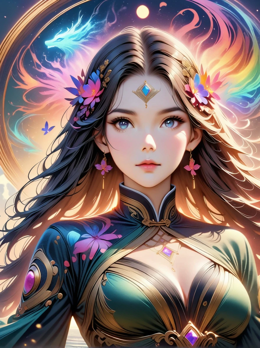 (masterpiece, top quality, best quality, official art, beautiful and aesthetic:1.2), (1girl), extreme detailed,(fractal art:1.3),colorful,highest detailed