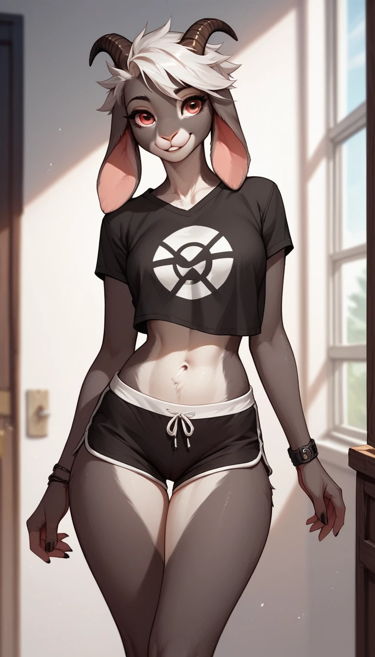 best quality，master part，(caricaturas)，pessoa solo，((garota coelho, nsfw crop top, corpo inteiro, Meias brancas na altura do joelho))，(Loli pequena, 18 anos)，((careca，rabbit Facial Features，rabbit Body Features，Corpo pelos de coelho, antropomorfico))，((sem ouvidos，orelhas de coelho))，(Caiu, detailed hands)，olhos de cor vermelha，rabo de coelho，rabbit feet，fundo do quarto