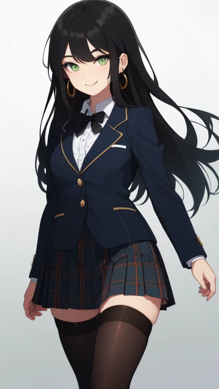 highest quality, masterpiece, (Realistic:1.4), wallpaper, One girl, classroom, blush,Best, blazer, pantyhose, Detailed face, Pleated skirt, Heel, Sophisticated, undressing, taking off her clothes, Black Hair, Horns, Blue Eyes, Beautiful Eyes, 8k, NSFW