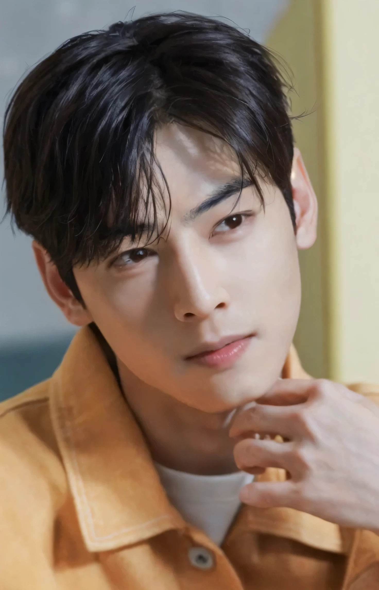 1boy, masterpiece, photorealistic, eunwoo, black hair, dark brown eyes, handsome, asian  