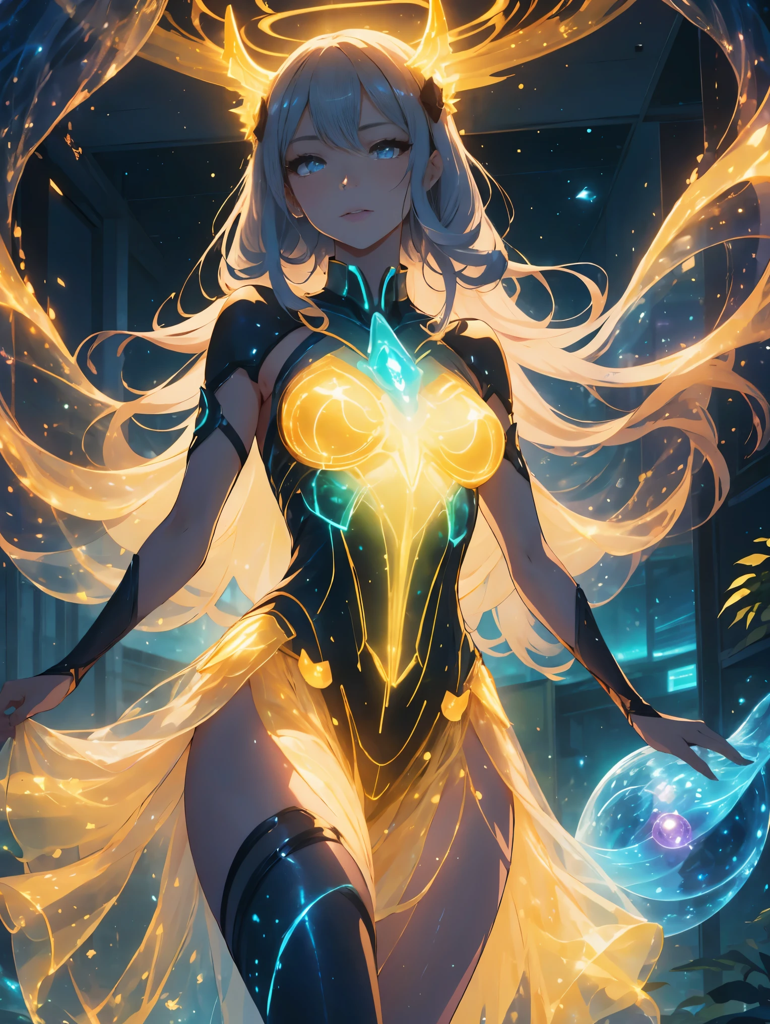 A naked girl with her entire body covered in plants, leaves and vines, plants and vines all over her body, Poison Ivy, medium breasts, long hair, sincere smile, imposing pose, yellow eyes, sculptural and curvy body, full body, BREAK, background forest with vines descending from forest trees, nature, field of vineyards, (ultra-realistic), {extremely detailed 8k CG unity wallpaper}, Expansive landscape photography, (a view from below that prioritizes the grandeur of the character, view expansive open field), (low angle shot), (high light: 1.5), (low light: 1.0), (warm light source: 1.0), complex details, (iridescent colors: 1 ,5), (bright lighting), (atmospheric lighting), dreamy, magical, special