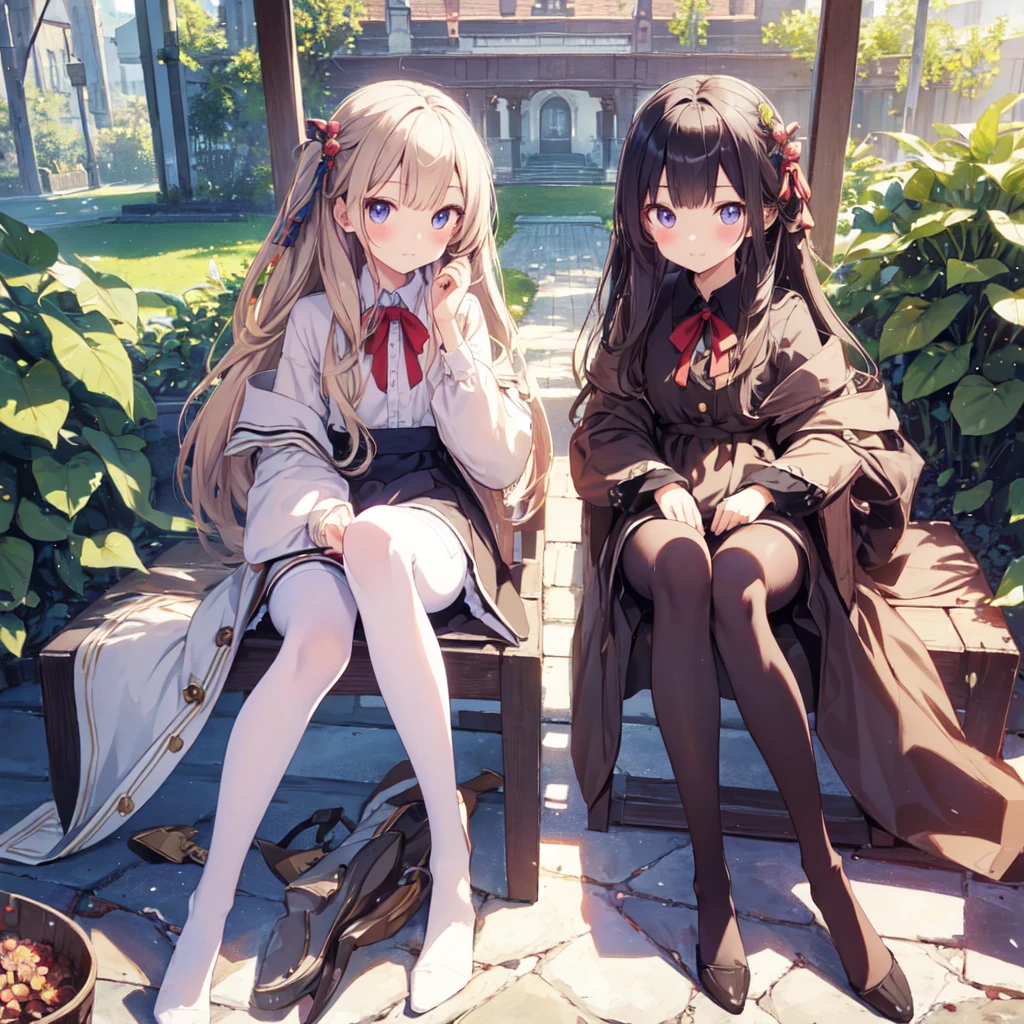 masterpiece、Best Quality、Best Quality、(((loli)))、 ((Awkward))、shiny hair、small face、sitting、Super detailed, beautiful, eyes wide open、Super detailed, clear and beautiful faces、(cute illustration:1.2), High resolution, Super detailed, The best, Awkward, pantyhose,