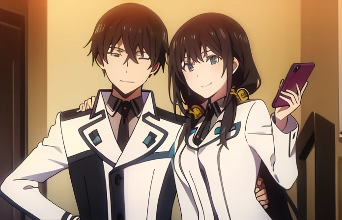 A Boy and A Girl, boy taking selfie, both smiling, marriage hall
the boy wearing his school uniform,
the girl wearing a white color wedding dress, she have long hair with twintails

tatsuyadef, Kurumi Tokisaki