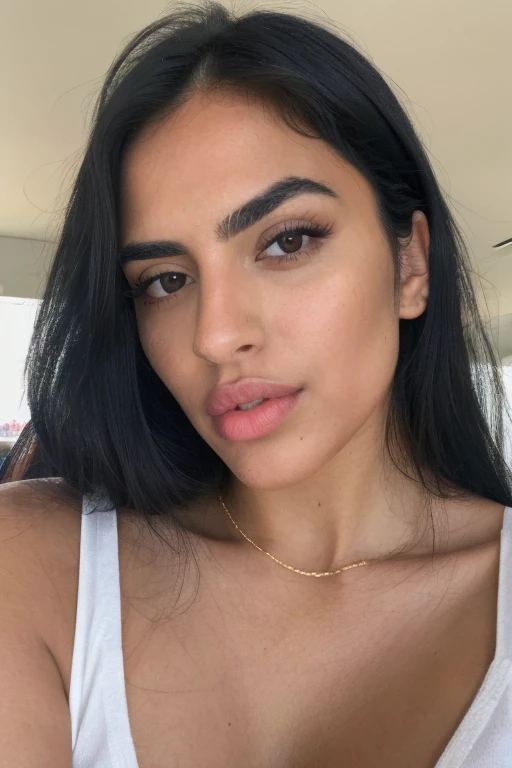 a photo of a beautiful afghan girl with low body-fat percentage, eight pack abs and v-taper who has a in her mouth and is sucking it (((sucking a, ((1girl)), (detailed faces)