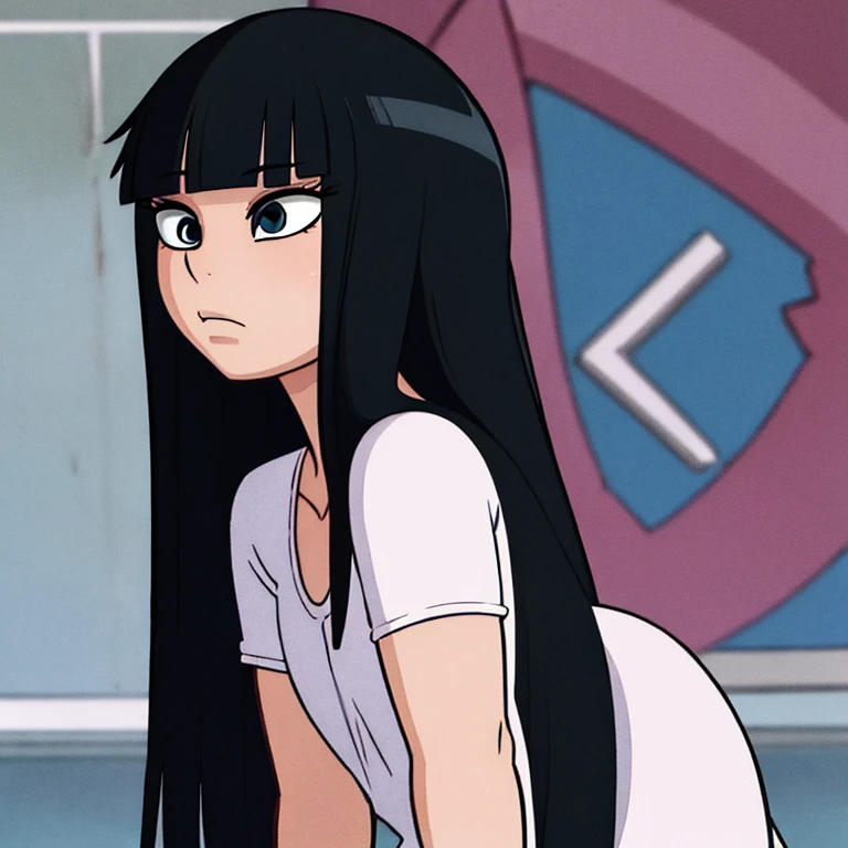 ((best quality)),((highly detailed)),masterpiece,absurdres,detailed face,beautiful face,((detailed eyes, deep eyes)),((dynamic pose)), sawako, 1femboy, girly, otokono ko, femboy, otokonoko, androgynous, transgender, femboy, black hair, solo, long hair, bangs, black eyes, blunt bangs, hime cut, white t-shirt, blood, sexy femboy, upper body, profile picture, 