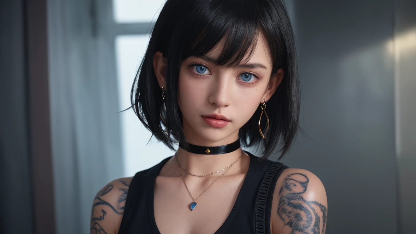 (RAW photo:1.2),(Photorealistic:1.4),(Masterpiece:1.3),(Best quality:1.4),超高分辨率, hdr,8K resolution, Dreamlike, check commentary,commentaryrequest,scenery,((No text)), solofocus, (Detailed eyes),(Detailed facial features), (detailed clothes features), skin tight, (Shiny skin),(Slender),(Slim),(Beautiful face), 1boy, VirtualGirl-Ren, Young, bangs,Black hair, Blue eyes,ear studs, Loose shirt, Smile, bashfully,Cute, Look straight into the camera,(Transparent top:1.3)
