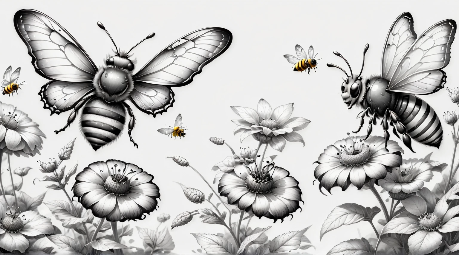 there are two drawings of a butterfly and a bee on a white background, winged insects and stems, coloring book outline, butterflies and worms, colouring - in sheet, butterflies flying, flying creatures, line art colouring page, bees flying, insects, outline drawing, line - art, coloring book page, butterflies floating in the sky, wings spreading, flying beetles, insect