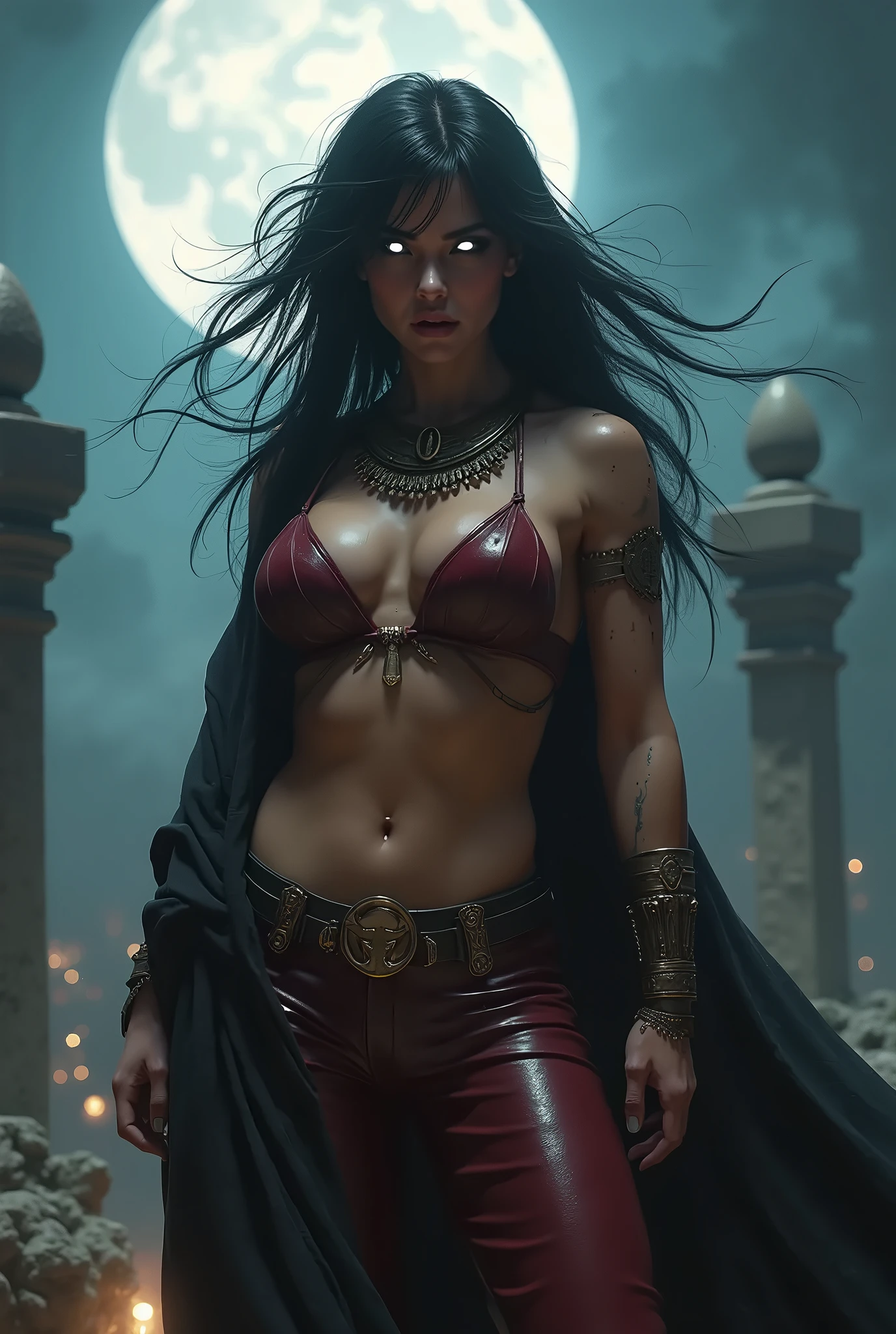 ancient empire stone temple fire, red light, ancient imperial priestess, the body wet dirty, the body scratched covered with ancient signs, the body red painted, night darkness shadow, shaved hairy, the hood lace, hairs very very long, fog smoke, the cloak long lace, fullbody skin, super detail, anatomically correct, masterpiece, accurate, skin textured mole, face young sweet beautifull, with torch