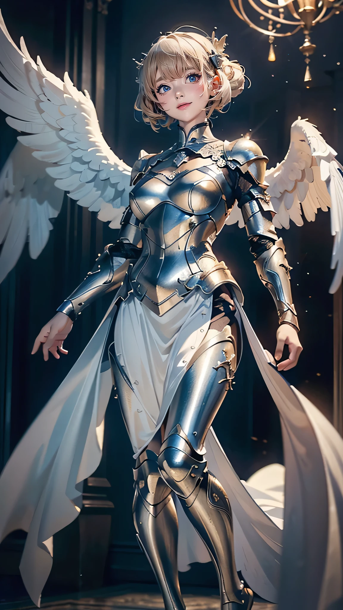 full body,from below,angel armor,Spread your arms and fly down from the sky,(random hairstyle),(Highest image quality,(8k),ultra-realistic,best quality, high quality, high definition, high quality texture,high detail,beautiful detailed,fine detailed,extremely detailed cg,detailed texture,a realistic representation of the face,masterpiece,Sense of presence)