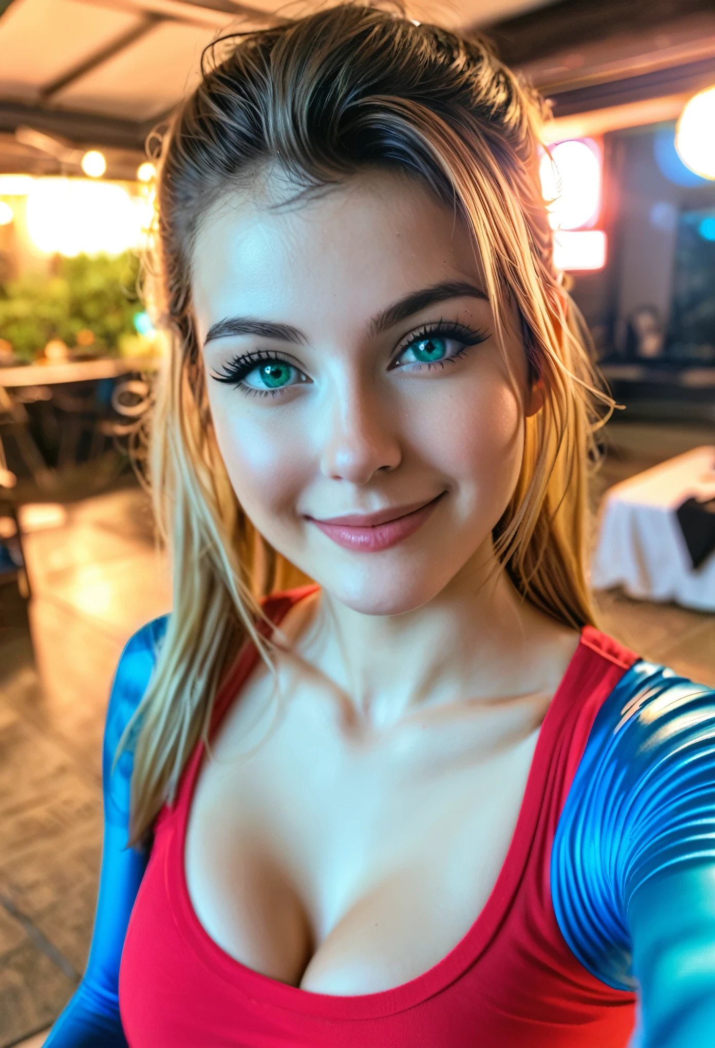 Samus Aran:1.6, (masterpiece),(best quality), , looking at viewer, {indoors|outdoors}, , {fantasy|modern|science fiction},, {dawn|night}, , {blue eyes|green eyes},, {shy|happy|sad|smile}, large breast, ultra-detailed, realistic, photorealistic, photo-realistic:1.6, extremely detailed eyes and face, vivid colors, bokeh, portrait, selfie,