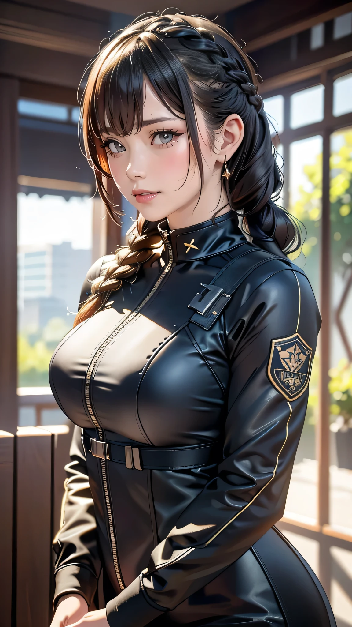 Realistic,masterpiece,best quality,cinematic lighting,natural shadow,highest detail,professional photography,detailed background,depth of field,insane details,intricate,aesthetic,detailed face,subsurface scattering,realistic hair,realistic eyes,
r1ge,1girl,muscular,photo of a girl,20yo,full body,french braid hair,crew cut,looking at viewer,Cyberbike,CyberAircraft,SPMAV,
techwear,
Neonpunkai,