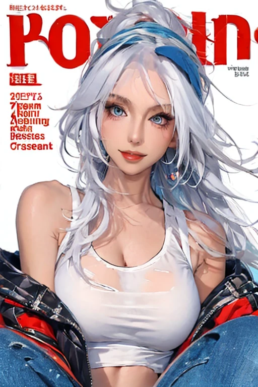 NSFW, 8K,ultra high definition,(masterpiece:1.2, best quality), (magazine cover), (많은 텍스트가 포함된 다채로운 magazine cover),fascinating, elegant, Trend, trend, radiant, head turner, dazzling, elaborate, very cool, dramatic, brave, ((swedish model)), ((((white hair)))), It shows off her enhanced look perfectly... She has perfect makeup, (((((saggy big breasts,hbig breasts,Sexy))))), 그리고 is striking a sexy, erotic pose), Her body is perfectly toned, sunny beach background, (very detailed:1.2)((((100%all nude,Lots of pubic hair)))),((red lipstick)),Blue Eyes,(Very long hair),((((bust)))),