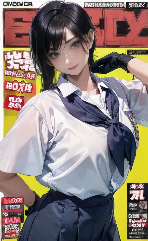sakurajima mai,bunnygirl,校服,White shirt,conservative,With a touch of life,red necktie,Ocean park,Comic cover style,Comic cover title,8K
