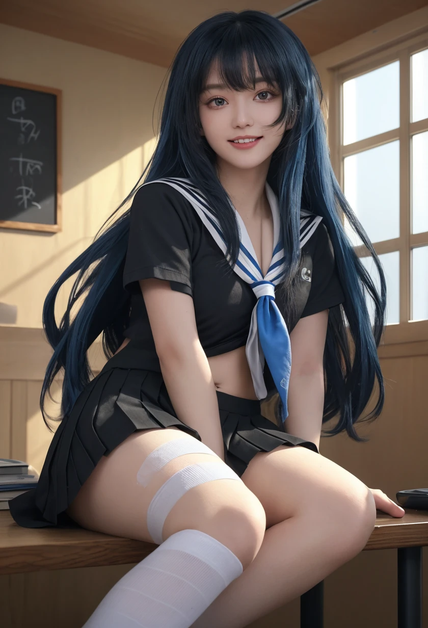 Masterpiece, 1 y girls having sexth 1 male in the school library, sailor style uniform, thick flowing dark twin tails with bows, pigtails, bangs, (((black hair)), big hoop earrings, bracelets, ring (nose ring) in septum of nose, satin choker with heart pendant, candy necklace, classic blue and white sailor uniform, long thick wavy black hair with bangs, bangs hair, skimpy pleated skirts and crop tops, the girls rub their pantyhrotches on his dick and thigh, female with guy in library, pantyhose cd cameltoe rubs penis, skimpy setfits with ultshiny pantyhose, straddle and cock on top of table in libraPOV cowgirl, front of female riding cowgirl visible with perky cleavage and nice body, (((penis ide her pantyhose crotch)))ir vaginas are visibleugh their flesh colored pan crotches, UHD, photorealistic