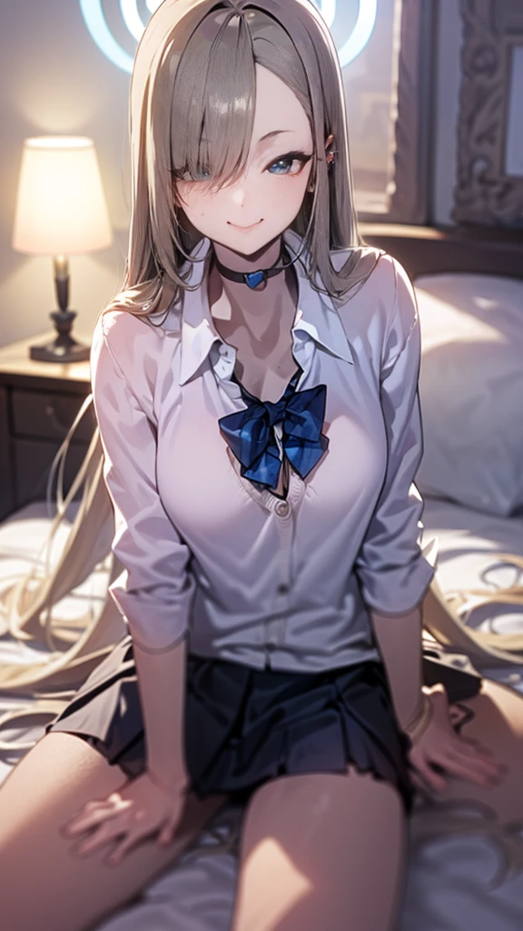 Jeanne、神風怪盗Jeanne、Blonde、Long Hair、((Miniskirt))、Photo from below、Medium chest、Bedroom、ponytail