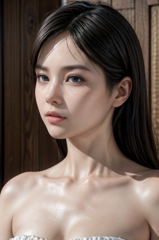 Kokoro, (best quality, ultra-detailed), (realistic:1.37), beautiful and detailed face, ultra-realistic texture, delicate face, delicate body, red lipstick, long-lasting colors. high definition, 8K. expression with a sexy look