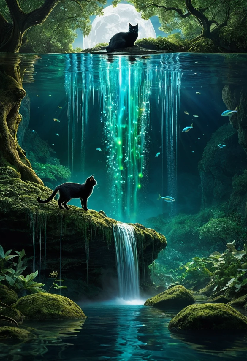 Boitatá black cat and Iara Brazilian folklore 

