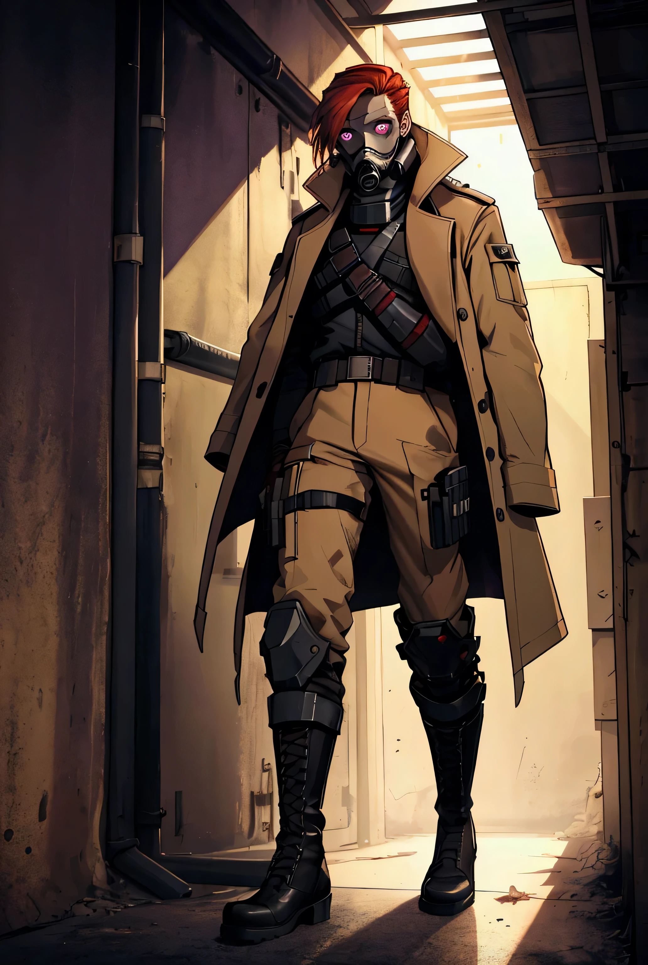 rotten male zombie walking in a post-apocalyptic world
