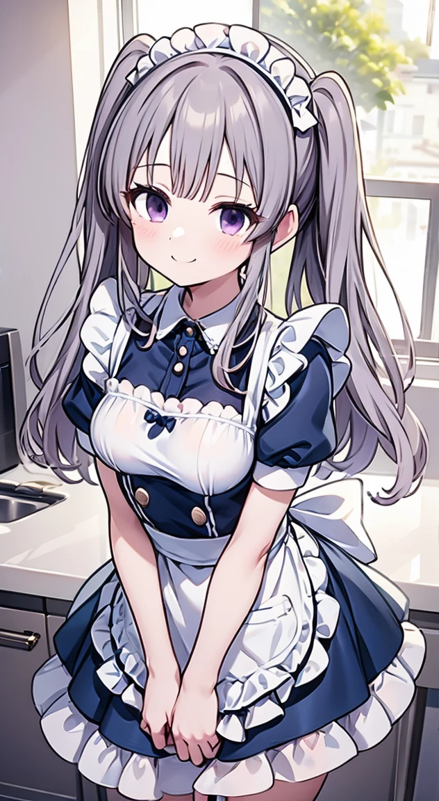 cute,Kiriko Yukoku,maid uniform,A smile full of happiness,