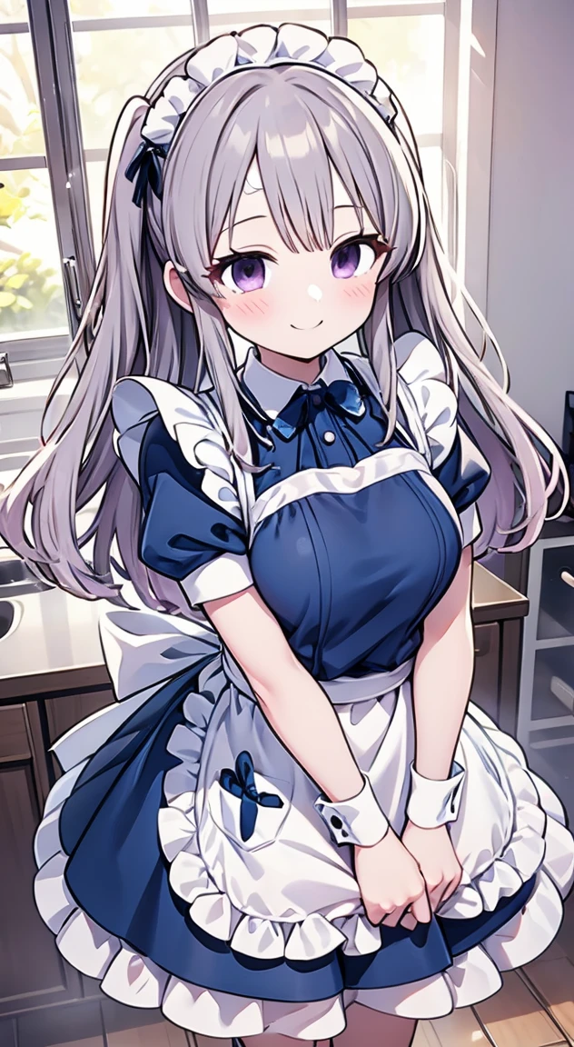 cute,Kiriko Yukoku,maid uniform,A smile full of happiness,